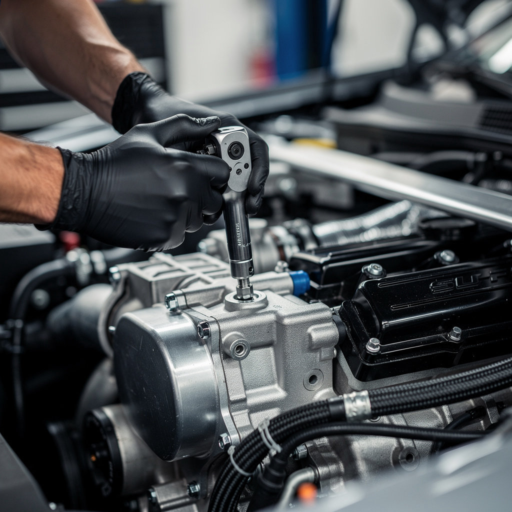 D & M Performance specialized technician servicing a high-performance engine in San Diego